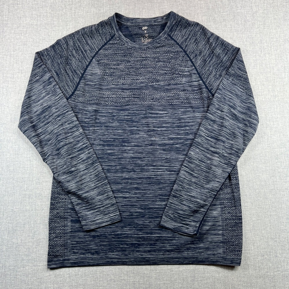 Dip Performance Active Long Sleeve Shirt Men Medium Heather Blue Yoga Athleisure